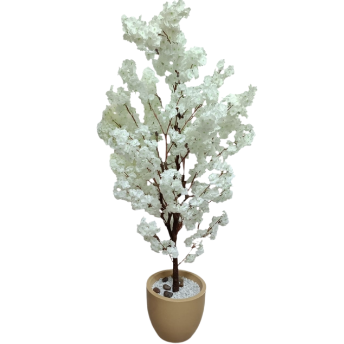 Garden Gyani Artificial White Blossom Tree – 180CM Faux Flowering Tree Without Pot | Elegant Decorative Plant for Home, Office & Event Décor