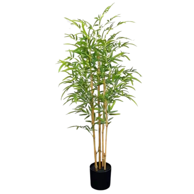 Garden Gyani 120cm Semi-Natural Bamboo Plant with Pot – Real-Trunk Faux Indoor Plant for Home, Office & Zen Décor