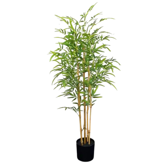 Garden Gyani 120cm Semi-Natural Bamboo Plant with Pot – Real-Trunk Faux Indoor Plant for Home, Office & Zen Décor