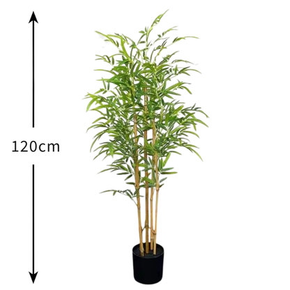 Garden Gyani 120cm Semi-Natural Bamboo Plant with Pot – Real-Trunk Faux Indoor Plant for Home, Office & Zen Décor