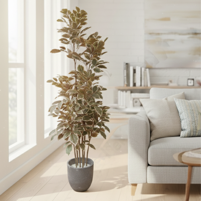 Garden Gyani Artificial Red Machira Plant – 180CM Tall Faux Tree Without Pot | Bold Decorative Plant for Home, Office & Event Décor