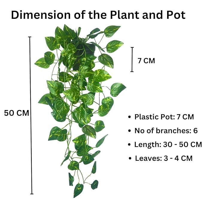Artificial Money Plant Hanging Creeper – Decorative Faux Pothos Vine (Pot Not Included)