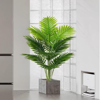 Garden Gyani Artificial Palm Plant with Faux Turtle Leaf – 70 cm Tall Tropical Areca Palm Tree with Black Pot | 18 Leaves | Indoor & Outdoor Decorative Plant