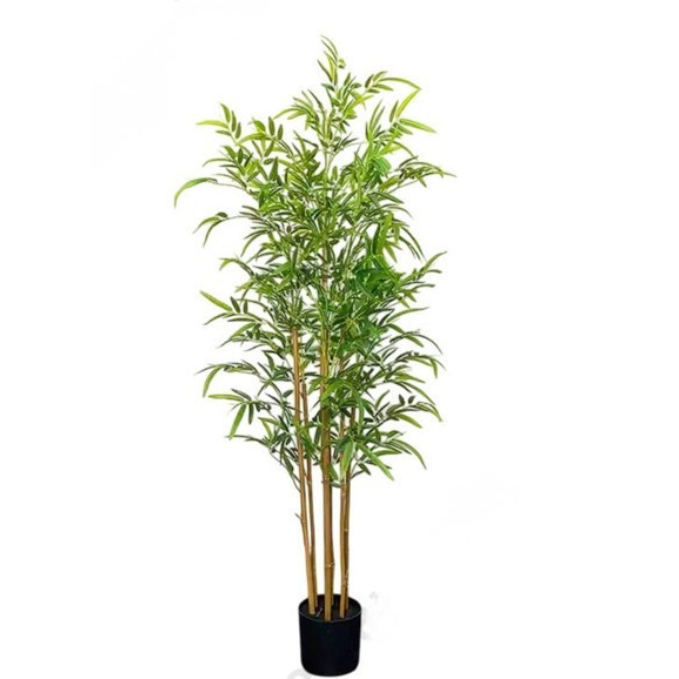 Garden Gyani 150cm Semi-Natural Bamboo Plant with Pot – Real-Trunk Faux Bamboo Tree for Home, Office & Zen Décor