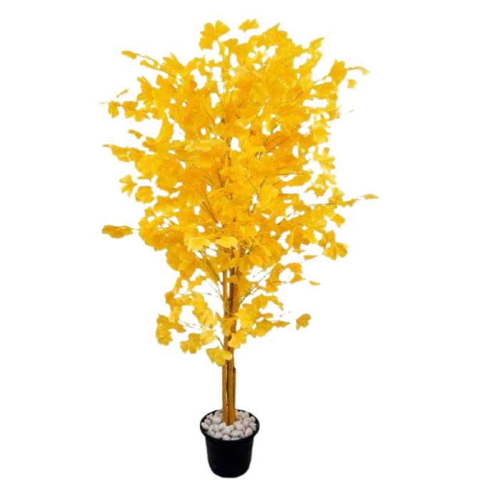 Garden Gyani Good Luck Yellow Plant – 180 cm Tall Artificial Plant Without Pot | Lifelike Faux Greenery for Home & Office Décor