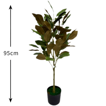 Garden Gyani Rubber Leaves Mix – 95 cm Tall Artificial Plant | Lifelike Faux Indoor & Outdoor Décor Without Pot