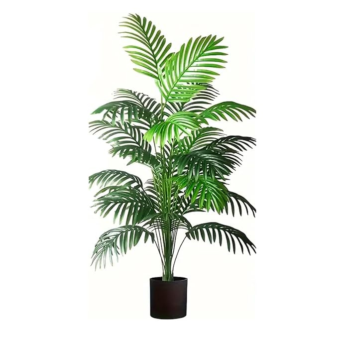 Garden Gyani Artificial Areca Palm Tree – 110 cm Tall Faux Tropical Plant with 18 Leaves | UV Resistant Indoor & Outdoor Plant with Pot | Realistic Home, Office & Balcony Decor