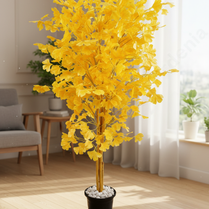 Garden Gyani Good Luck Yellow Plant – 180 cm Tall Artificial Plant Without Pot | Lifelike Faux Greenery for Home & Office Décor