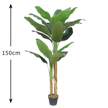 Garden Gyani Banana Plant X2 – 150 cm Tall Artificial Plant with 17 Lifelike Leaves Without Pot | Faux Tropical Greenery for Home & Office