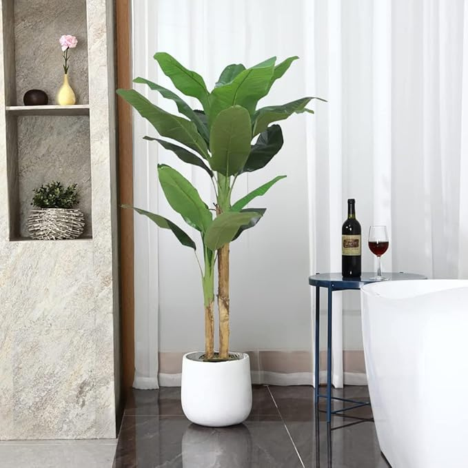 Garden Gyani Banana Plant X2 – 150 cm Tall Artificial Plant with 17 Lifelike Leaves Without Pot | Faux Tropical Greenery for Home & Office