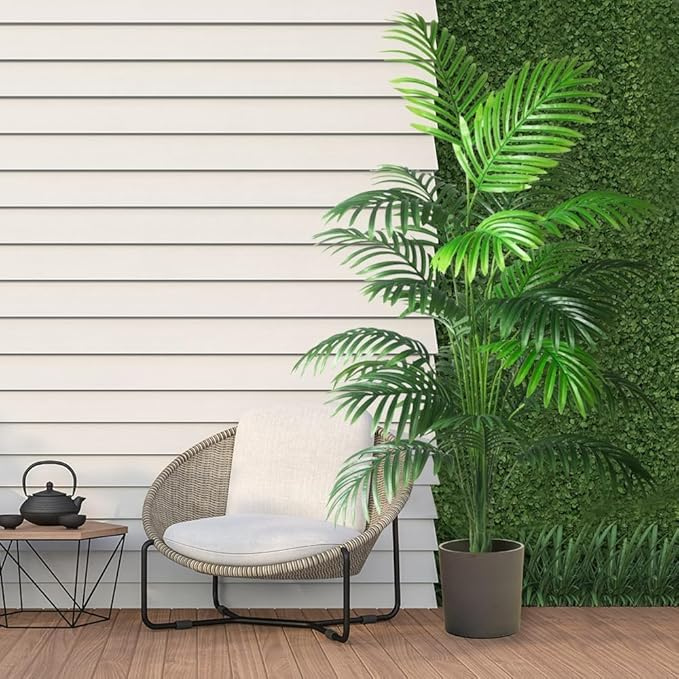 Garden Gyani Artificial Areca Palm Tree – 110 cm Tall Faux Tropical Plant with 18 Leaves | UV Resistant Indoor & Outdoor Plant with Pot | Realistic Home, Office & Balcony Decor