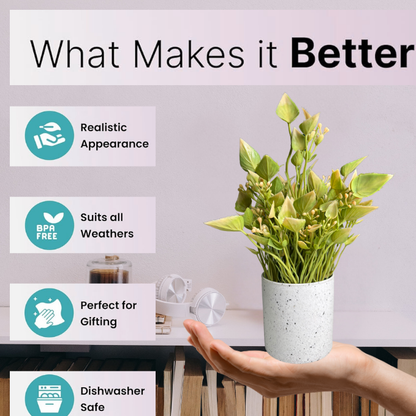 Garden Gyani Artificial Rubber Plant – Small Faux Potted Plant for Tabletop, Home, Bathroom & Office Décor | Indoor Decorative Greenery