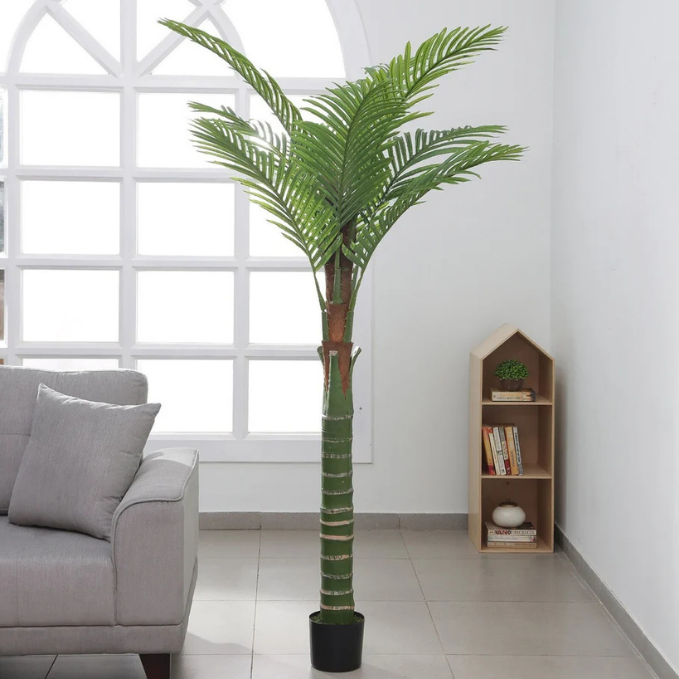 Garden Gyani Areca Palm – 180 cm Tall Artificial Plant with 9 Lifelike Leaves Without Pot | Faux Tropical Greenery for Home & Office