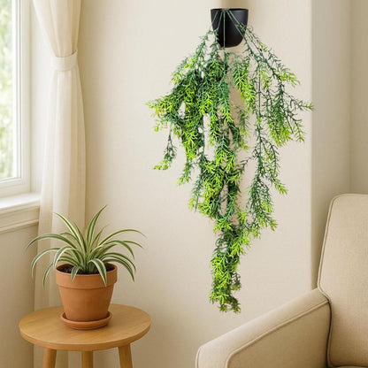 Garden Gyani Artificial Hanging Plant with Basket – Realistic Green Leaves & Creepers for Home, Living Room & Wall Decoration