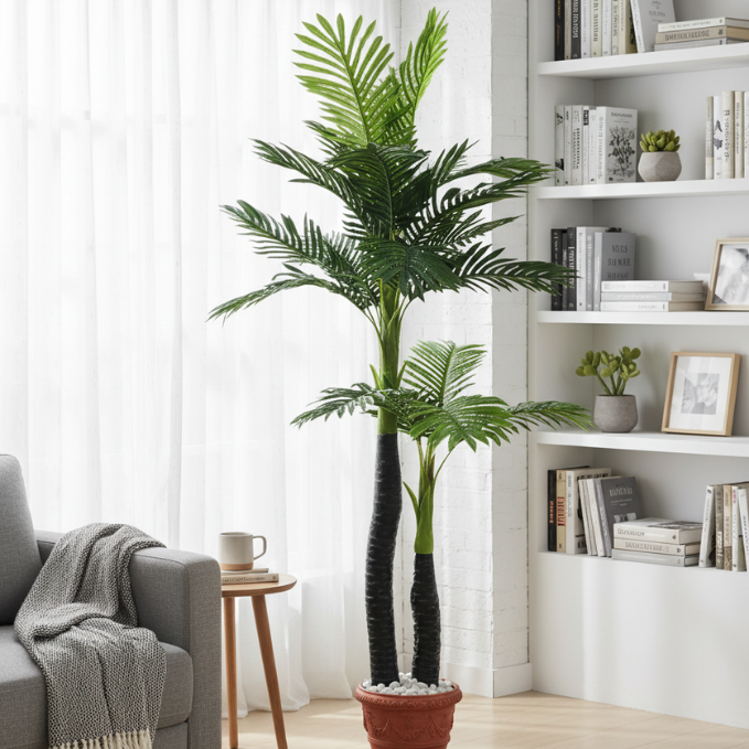 Garden Gyani Areca Palm X2 – 170 cm Tall Artificial Plant Without Pot | Lifelike Faux Tropical Greenery for Home & Office