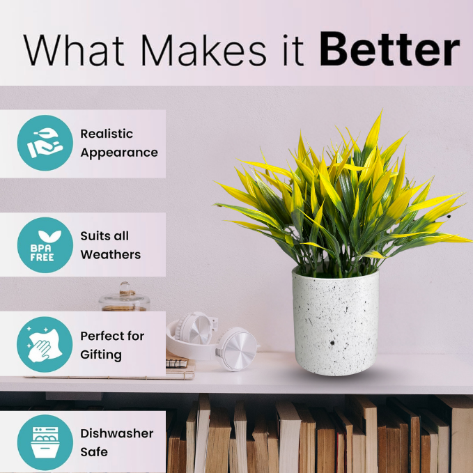 Garden Gyani Artificial Rubber Plant – Small Faux Potted Plant for Tabletop, Home, Bathroom & Office Décor | Indoor Decorative Greenery