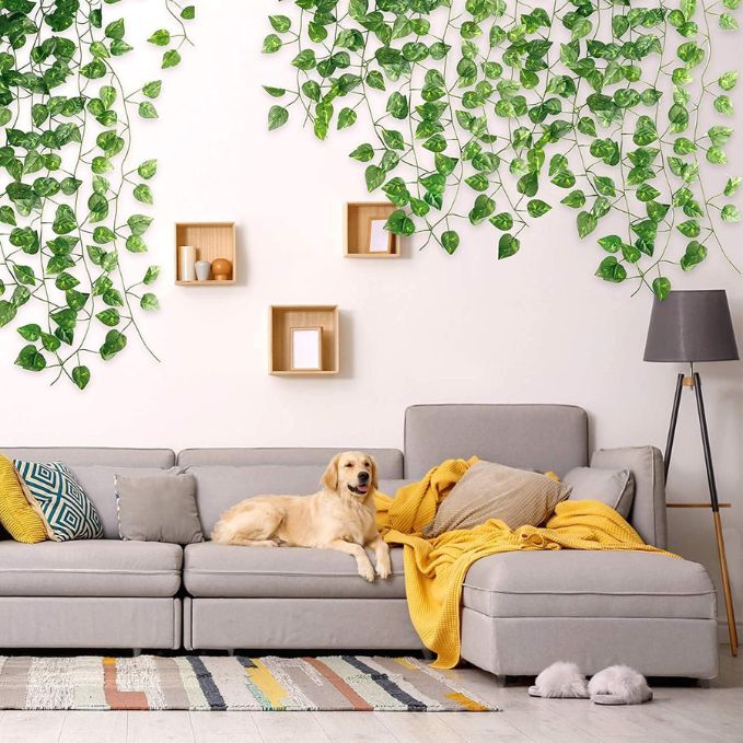 Garden Gyani Artificial Ivy Garlands – 12 Pack Hanging Vine Creepers, 6.7 Ft Each with 80 Leaves per String for Home, Wall & Party Decoration