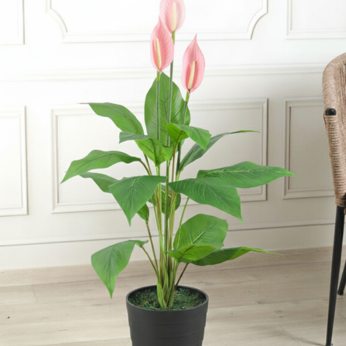 Garden Gyani 105CM Artificial Spathe Plant (Orange/Pink/White) – Tall Decorative Faux Flowering Plant for Home, Office & Event Décor