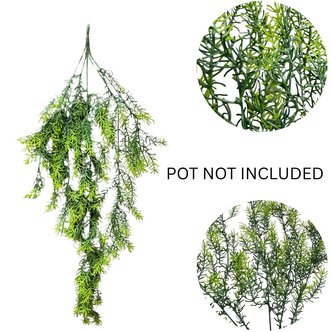 Garden Gyani Artificial Hanging Plant with Basket – Realistic Green Leaves & Creepers for Home, Living Room & Wall Decoration