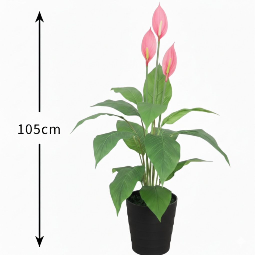 Garden Gyani Artificial Anthurium Plant 105cm with Pot – Decorative Indoor Flowering Plant