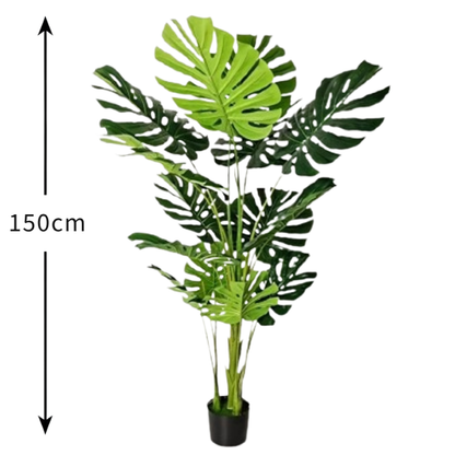 Garden Gyani Monstera Plant – 150 cm Tall Artificial Plant with 15 Lifelike Leaves Without Pot | Lifelike Faux Tropical Greenery for Home & Office