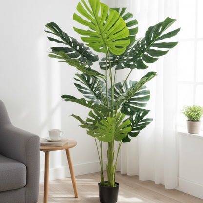 Garden Gyani Monstera Plant – 150 cm Tall Artificial Plant with 15 Lifelike Leaves Without Pot | Lifelike Faux Tropical Greenery for Home & Office