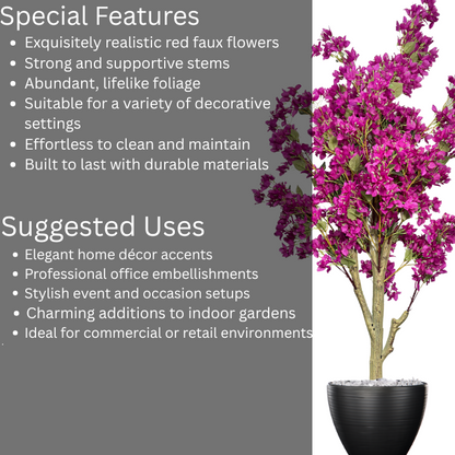 Garden Gyani Artificial Bougainvillea Tree – 5.7 Feet Tall | Faux Flowering Tree with Pink Blooms for Home, Balcony & Office Décor | Indoor Outdoor UV Resistant Decorative Plant Without Pot