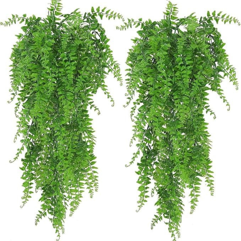 Garden Gyani Artificial Hanging Fern Vine – Pack of 4 Faux Ivy Leaf Strands for Indoor & Outdoor Greenery Decor | Balcony, Garden, Living Room & Bedroom Decoration