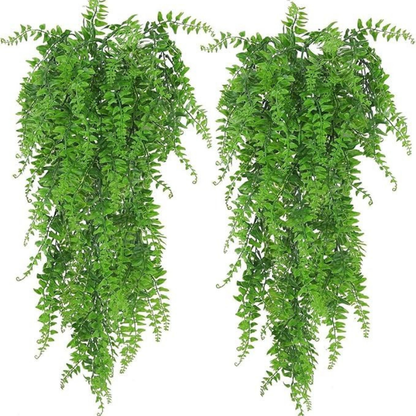 Garden Gyani Artificial Hanging Fern Vine – Pack of 4 Faux Ivy Leaf Strands for Indoor & Outdoor Greenery Decor | Balcony, Garden, Living Room & Bedroom Decoration