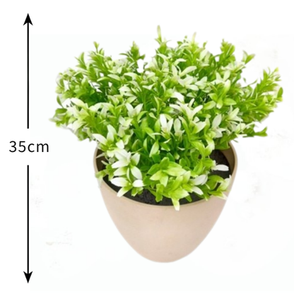 Garden Gyani White Plastic Bunch – 35 cm Tall Artificial Plant | Lifelike Faux Foliage for Home, Office & Décor
