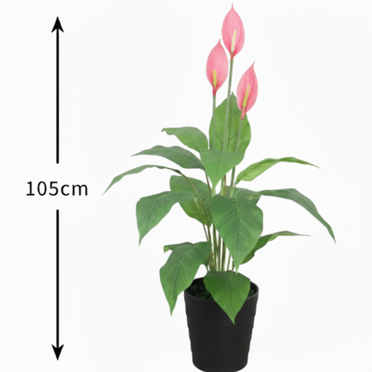 Garden Gyani 105CM Artificial Spathe Plant (Orange/Pink/White) – Tall Decorative Faux Flowering Plant for Home, Office & Event Décor
