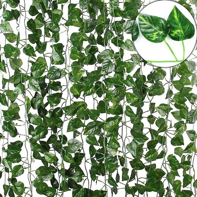 Garden Gyani Artificial Ivy Garlands – 12 Pack Hanging Vine Creepers, 6.7 Ft Each with 80 Leaves per String for Home, Wall & Party Decoration