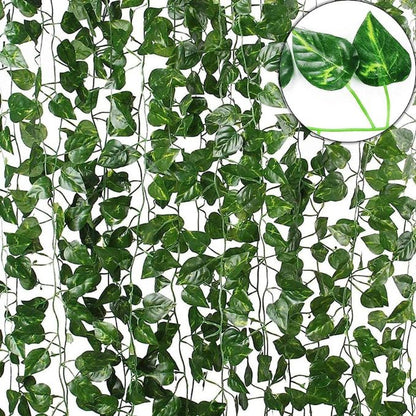 Garden Gyani Artificial Ivy Garlands – 12 Pack Hanging Vine Creepers, 6.7 Ft Each with 80 Leaves per String for Home, Wall & Party Decoration