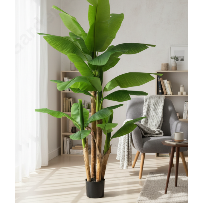 Garden Gyani Banana Plant X3 – 220 cm Tall Artificial Plant Without Pot | Lifelike Faux Tropical Greenery for Home & Office