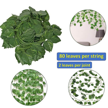 Garden Gyani Artificial Ivy Garlands – 12 Pack Hanging Vine Creepers, 6.7 Ft Each with 80 Leaves per String for Home, Wall & Party Decoration
