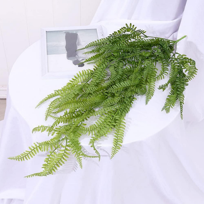 Garden Gyani Artificial Hanging Fern Vine – Pack of 4 Faux Ivy Leaf Strands for Indoor & Outdoor Greenery Decor | Balcony, Garden, Living Room & Bedroom Decoration