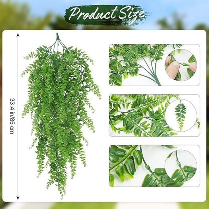 Garden Gyani Artificial Hanging Fern Vine – Pack of 4 Faux Ivy Leaf Strands for Indoor & Outdoor Greenery Decor | Balcony, Garden, Living Room & Bedroom Decoration