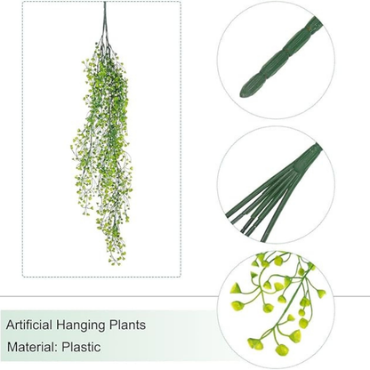 Garden Gyani Artificial Hanging Plant Vine | Decorative Trailing Green Leaves | Indoor Outdoor Hanging Decor (Plastic)