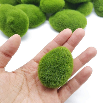 Garden Gyani Artificial Moss Rocks – 24 PCS in 3 Sizes | Green Moss Balls & Decorative Stones for Fairy Gardens, Crafts & Floral Decor
