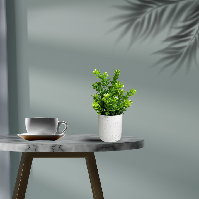 Garden Gyani Artificial Rubber Plant – Small Faux Potted Plant for Tabletop, Home, Bathroom & Office Décor | Indoor Decorative Greenery