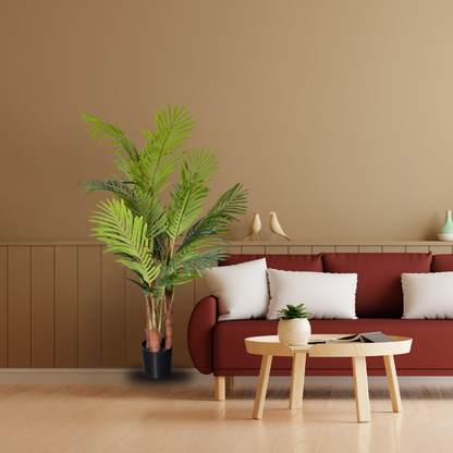 Garden Gyani 150 cm Artificial Areca Palm Tree with Tall Black Planter – Indoor Decorative Faux Plant for Home & Office