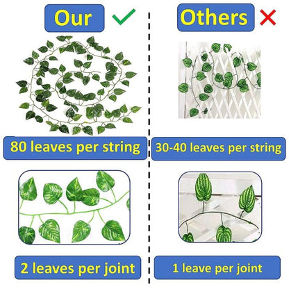 Garden Gyani Artificial Ivy Garlands – 12 Pack Hanging Vine Creepers, 6.7 Ft Each with 80 Leaves per String for Home, Wall & Party Decoration