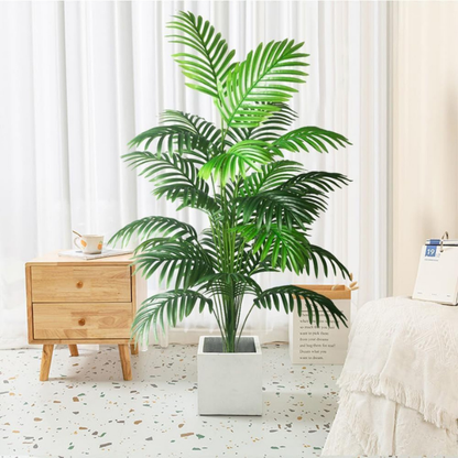 Garden Gyani Artificial Areca Palm Tree – 110 cm Tall Faux Tropical Plant with 18 Leaves | UV Resistant Indoor & Outdoor Plant with Pot | Realistic Home, Office & Balcony Decor