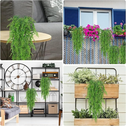 Garden Gyani Artificial Hanging Fern Vine – Pack of 4 Faux Ivy Leaf Strands for Indoor & Outdoor Greenery Decor | Balcony, Garden, Living Room & Bedroom Decoration