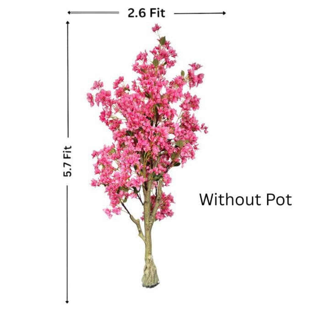 Artificial Bougainvillea Tree 5.7 Feet – Pink Decorative Faux Flower Tree