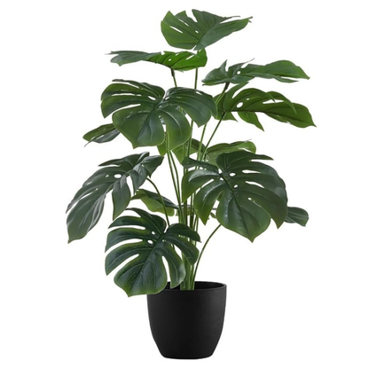Garden Gyani Artificial Money Plant – 55 cm Tall Faux Monstera Palm Leaves | Without Pot | Lifelike Green Decorative Plant for Home & Office Interiors