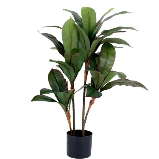 Garden Gyani Artificial Rubber Plant 90cm with Pot – Decorative Indoor Ficus Elastica Plant