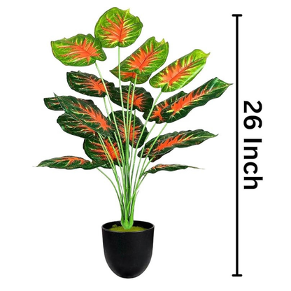 Garden Gyani Artificial Money Plant with Pot – 55 cm Tall Faux Green Plant with 18 Tropical Palm Leaves | Indoor Decorative Monstera for Home & Office