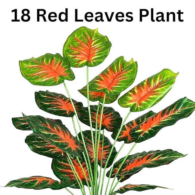 Garden Gyani Artificial Money Plant with Pot – 55 cm Tall Faux Green Plant with 18 Tropical Palm Leaves | Indoor Decorative Monstera for Home & Office