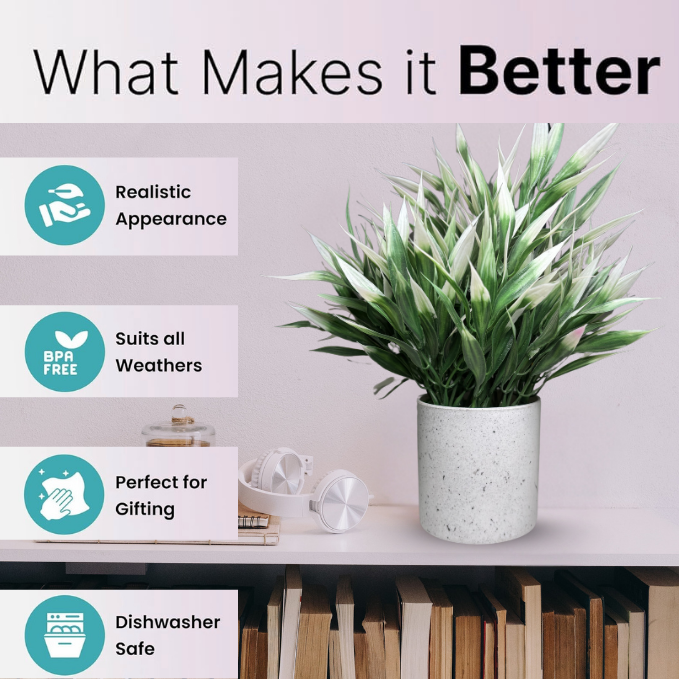 Garden Gyani Artificial Rubber Plant – Small Faux Potted Plant for Tabletop, Home, Bathroom & Office Décor | Indoor Decorative Greenery